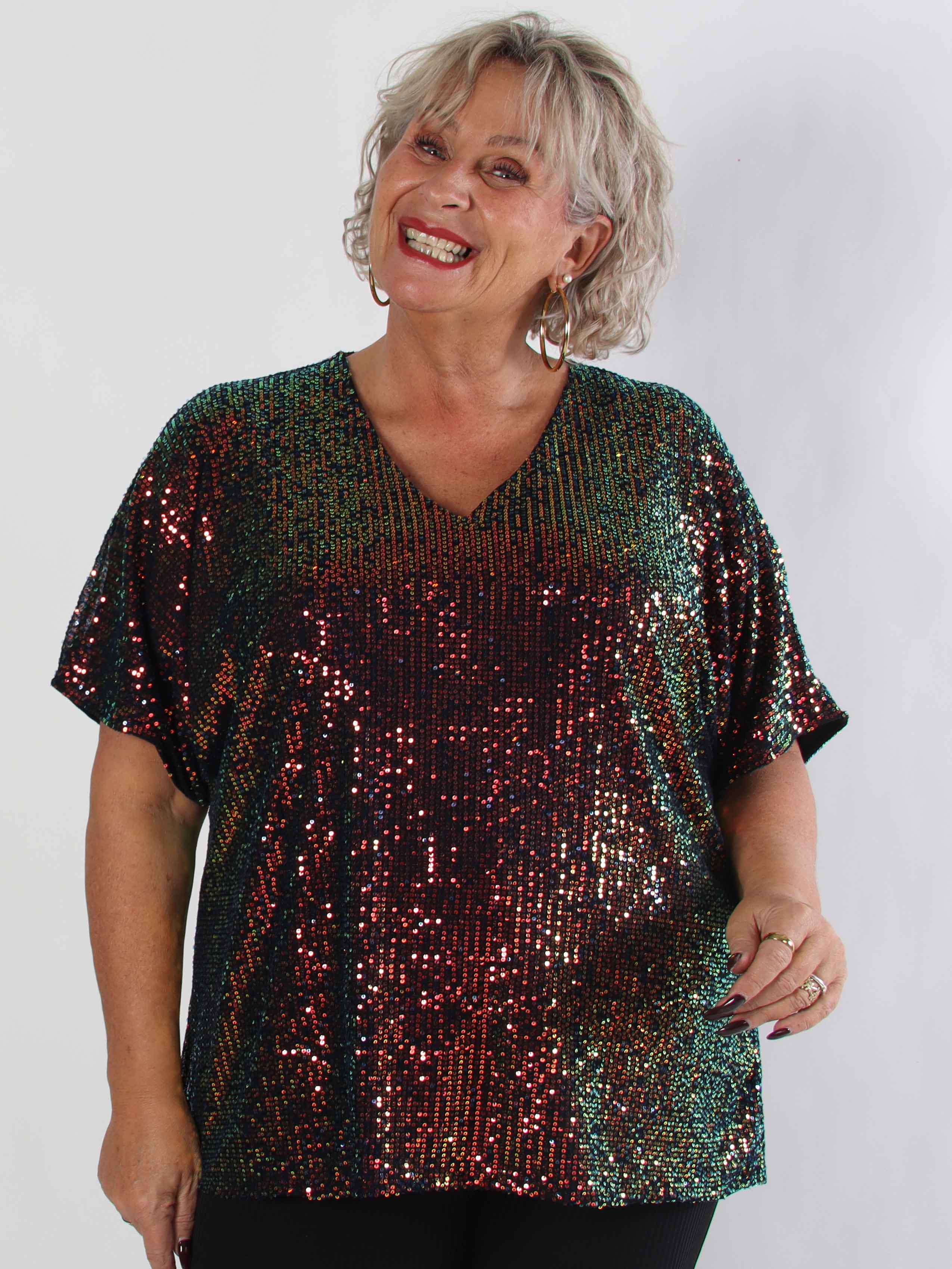 Evandie - Sød glitrende plus size tunika med pailletter